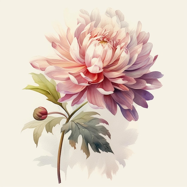 Big dahlia watercolor flower plant images Generative AI