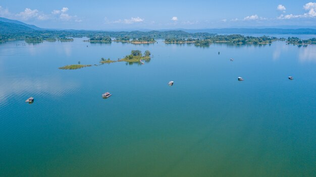 Big dam with boats