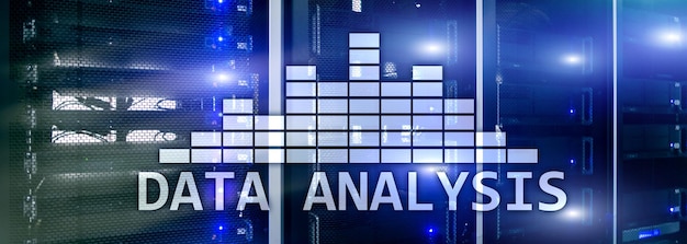 Big Data-analysetekst op serverruimteachtergrond Internet en modern technologieconcept