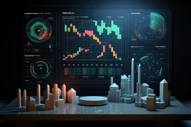big data analytics report infographic with graph and diagrams on abstract background distribution of data by business categories created with generative ai