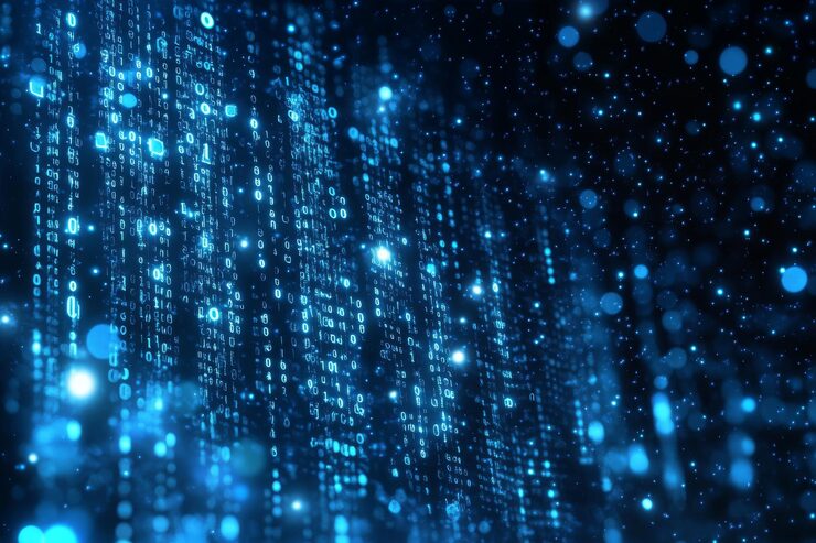 Photo 빅 데이터 컴퓨터 기술 컴퓨팅 추상 기술 배경 바이너리 코드 해커 또는 코더