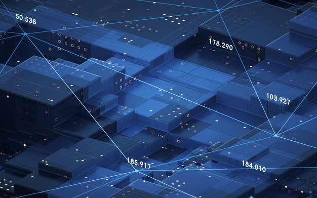 Photo big data and data center 3d rendering computer digital drawing