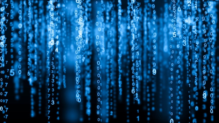 Photo big data futuristic technology blue background cyber technology technology background wave 3d
