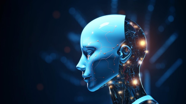 Big data geavanceerde kunstmatige intelligentie voor de toekomst in humanoïde hoofd Machine learning generatieve AI