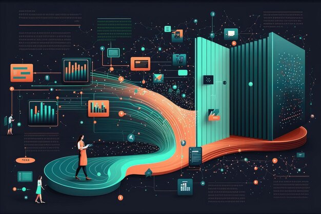 Foto big data informatiestroom beeldmateriaal ai gegenereerd