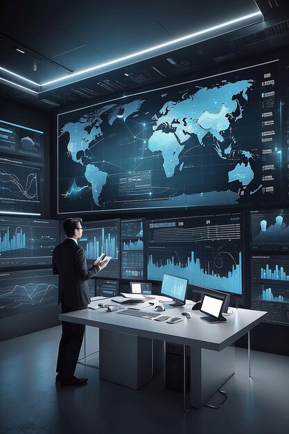 Big Data Technology for Business Finance Analytic Concept Modern graphic interface shows massive information