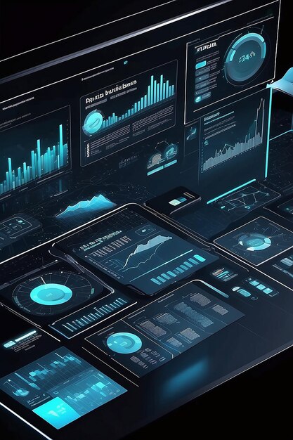 Big Data Technology for Business Finance Analytic Concept Modern graphic interface shows massive information