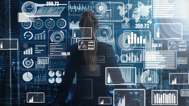 Photo big data technology for business finance conceptual .