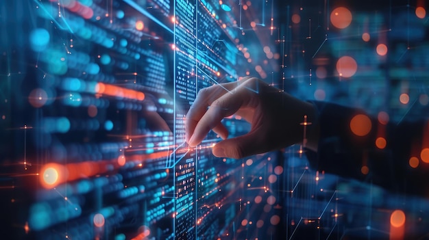 Premium AI Image | Big data technology and data science with person ...