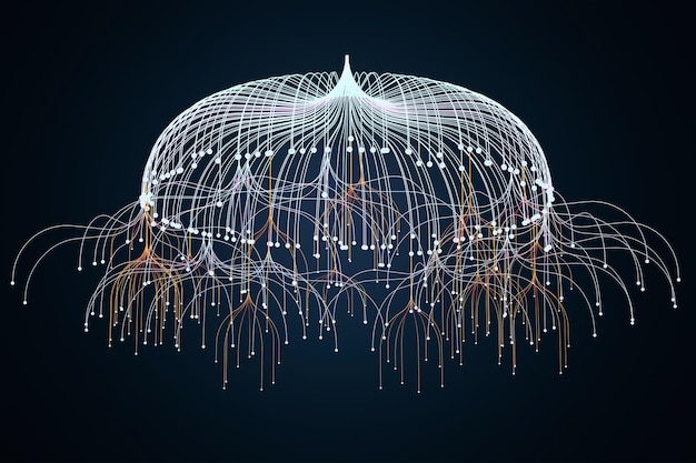 Foto rete di tracciamento dei thread di dati digitali per la visualizzazione di big data