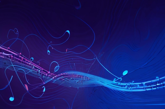 Big data visualization The musical stream of sounds Abstract background with interweaving of dots and lines 3D