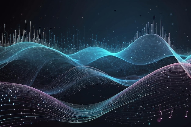 Big data visualization The musical stream of sounds Abstract background