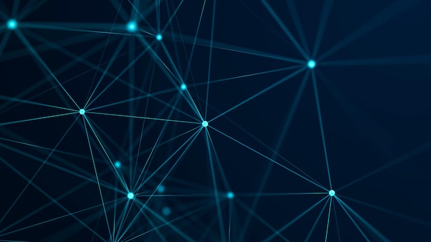 Big data visualization Network connection structure with chaotic distribution of points and lines 3D rendering