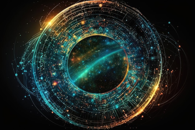 big data wireless systems and globalization blockchain technology with data analytics an example of a circular path background with abstract orbital motion