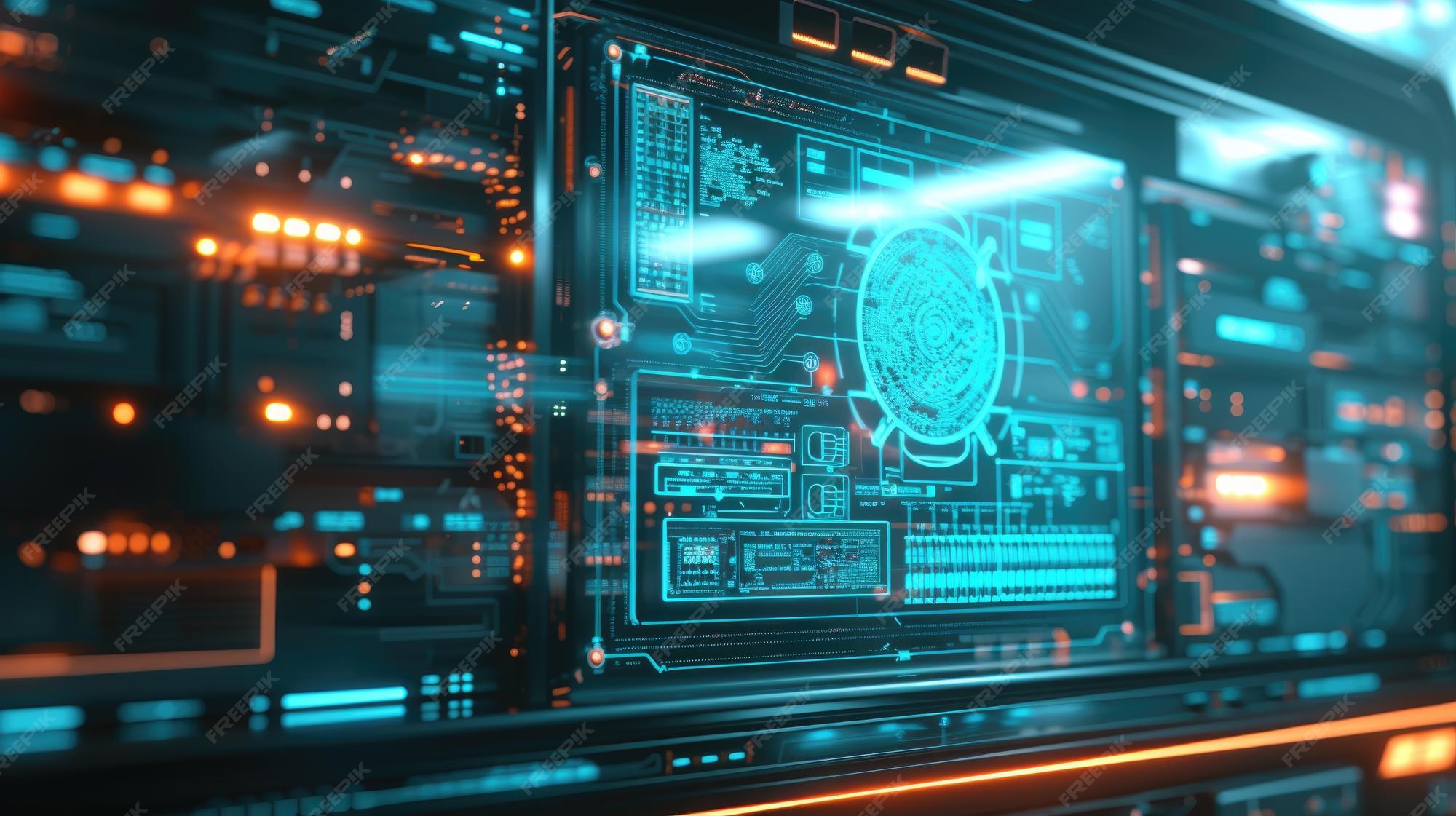 Большой цифровой экран панели управления в командном центре ...