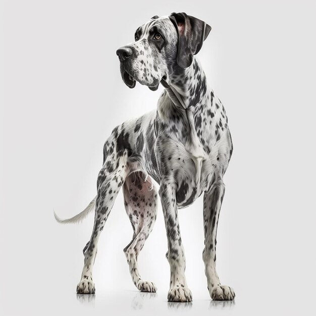 Big dog breed Great Dane portrait isolated on white closeup largest dog breed