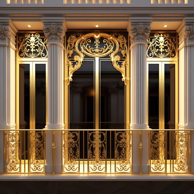 Photo big door made of gold of a palace