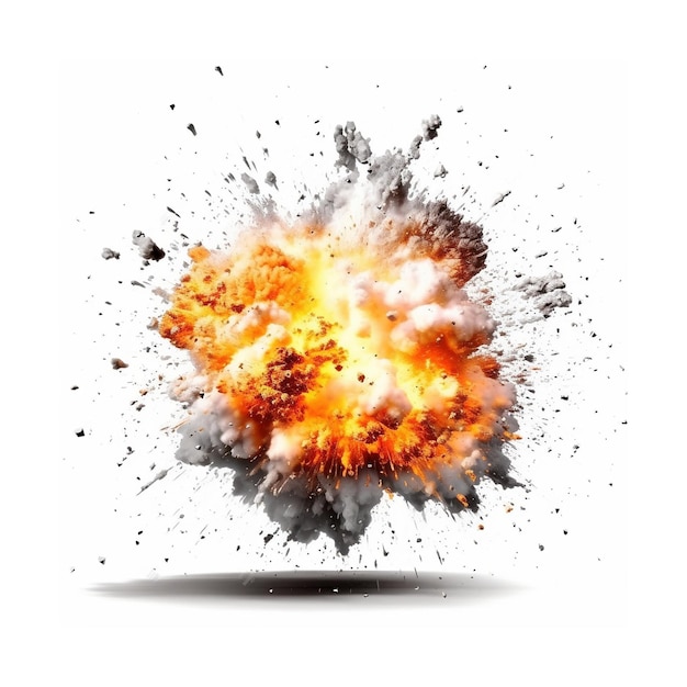 Big explosion effect isolated on white background created with generative AI