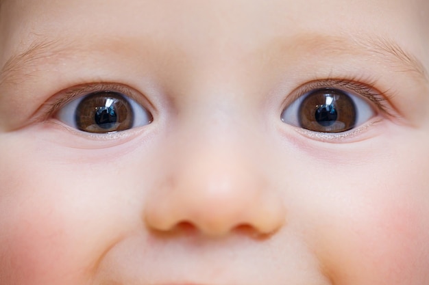 Big eyes of a small beautiful child close up