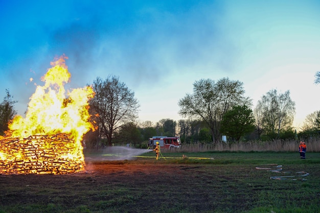 big fire in the forest Flame and smoke