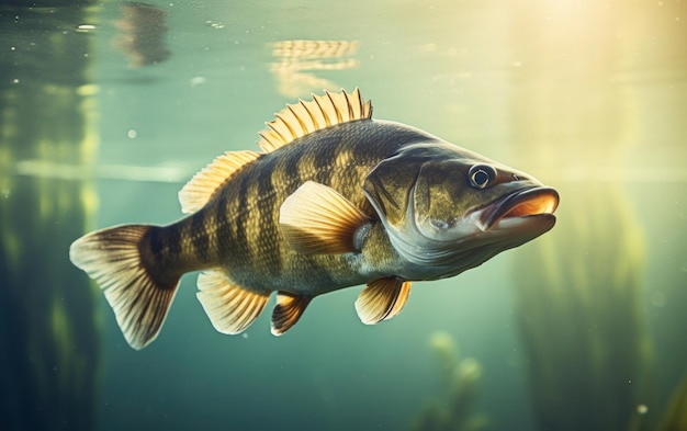 水 を 切り抜ける 大きな 魚