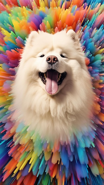 Big fluffy white chow chow dog fluffy white surrou Ai generated art