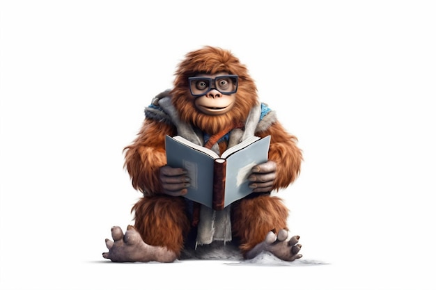 a big foot with glasses reading a book