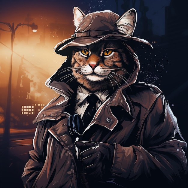 big gangster cat boss with scary expression