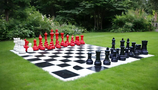 Big garden chess set on the lawn