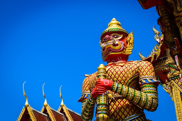 The Big Giant on blue sky in Thai Temple