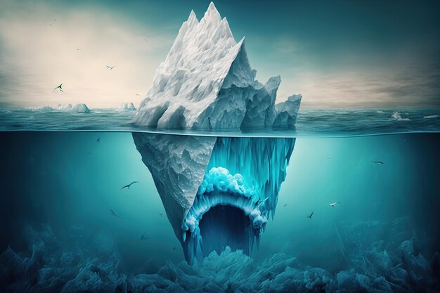 写真 海の大きな氷河 海の氷河 青い海のデジタルアートスタイル
