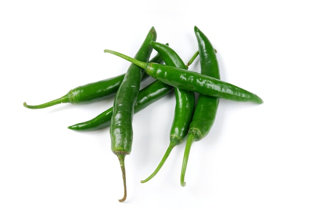 Big green chili isolated on a white background