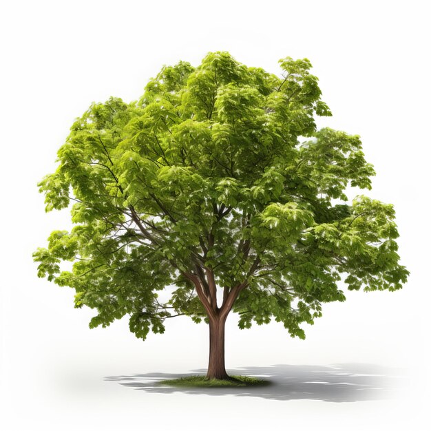 Big green tree isolated on white background 3d render illustration