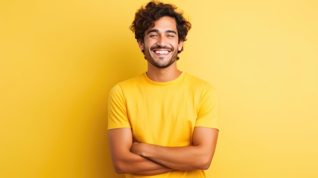 Big Grin and Bright Hues Minimal Yellow Portrait