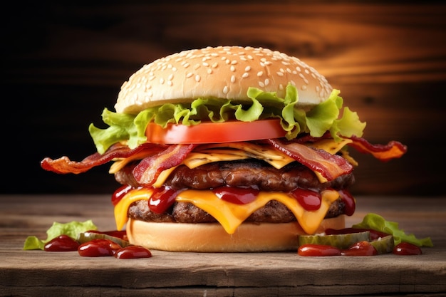 Фото Большой гамбургер изолирован на белом фоне 3d-иллюстрация