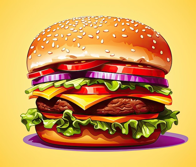 Big hamburger isolated on a white background