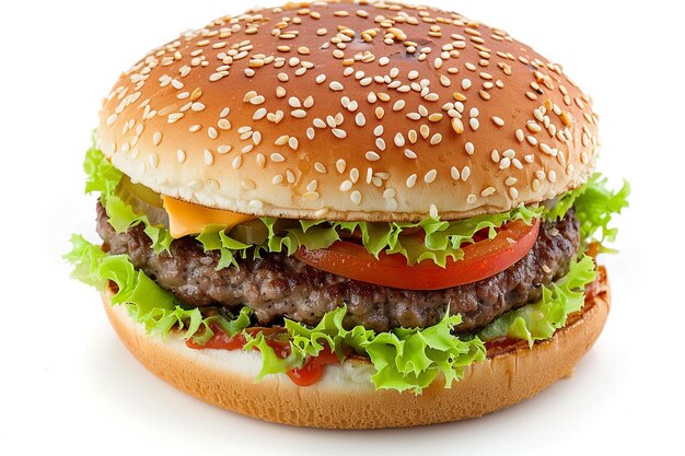 big hamburger on white background
