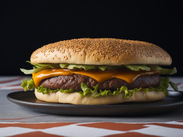 Big hamburger on white background