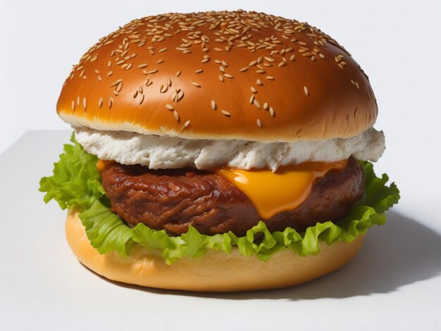 Big hamburger on white background