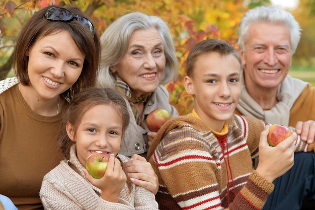 Photo big happy family on picnic