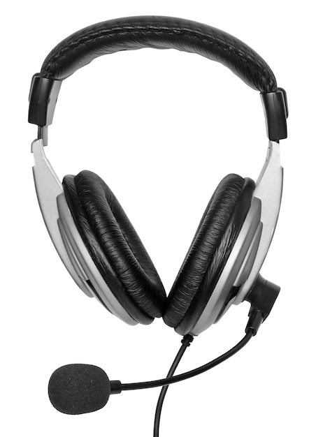 Big headset with a microphone. Isolated over white