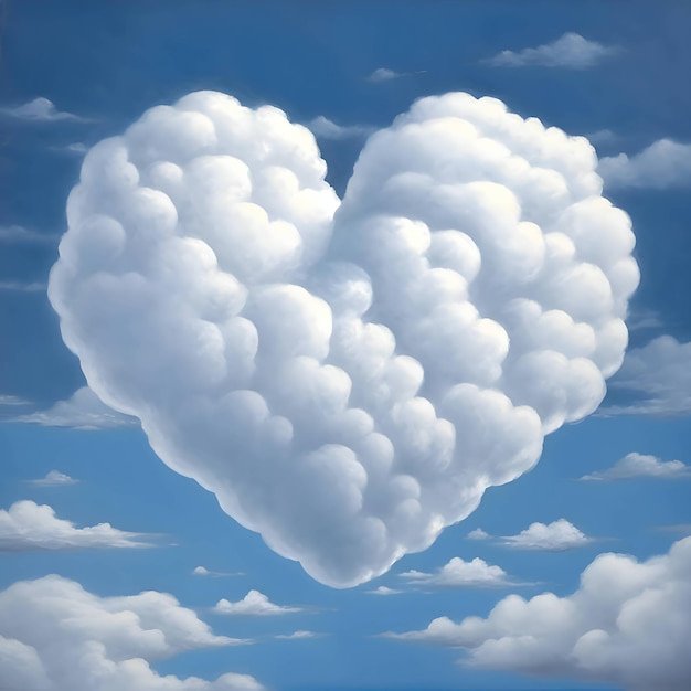 Фото Большое сердце, сделанное из облаков на небе.