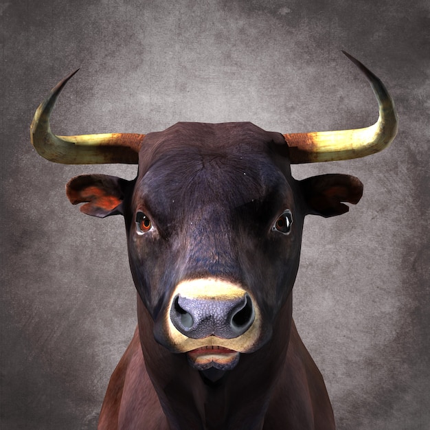 Big horned bull. 3d illustration
