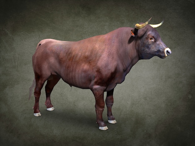 Big horned bull. 3d illustration