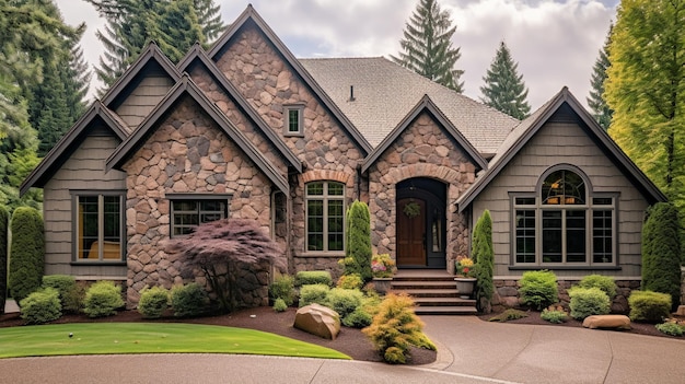 Big house with beautiful garden and flowers