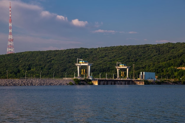 Big hydroelectric station The flow of water Ukraine