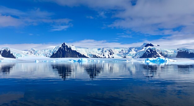 写真 大きな氷山と南極の氷山