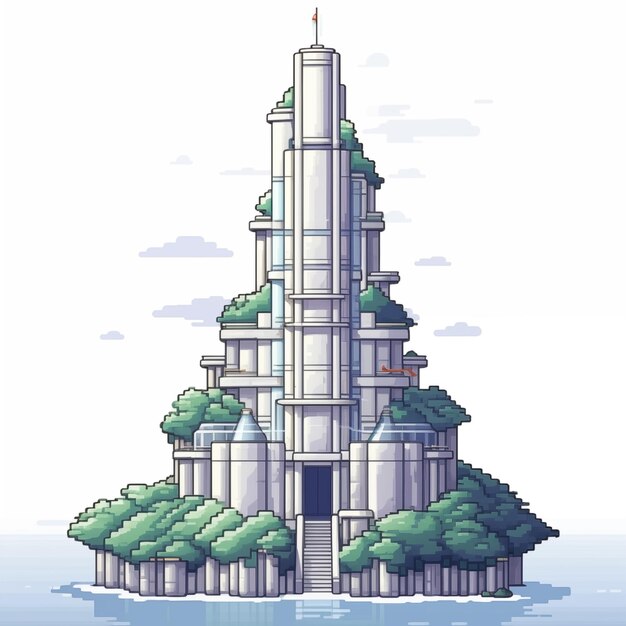 Big Isometric skyscraper on the island