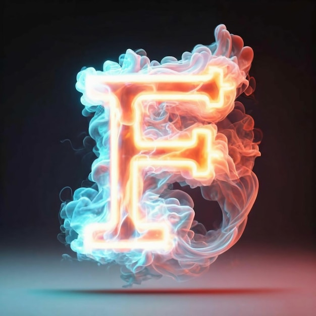Большая буква F с неоном и цветным дымом на заднем плане