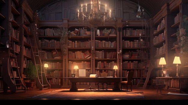 Big Library with many shelf generated ai Circuit Diagram